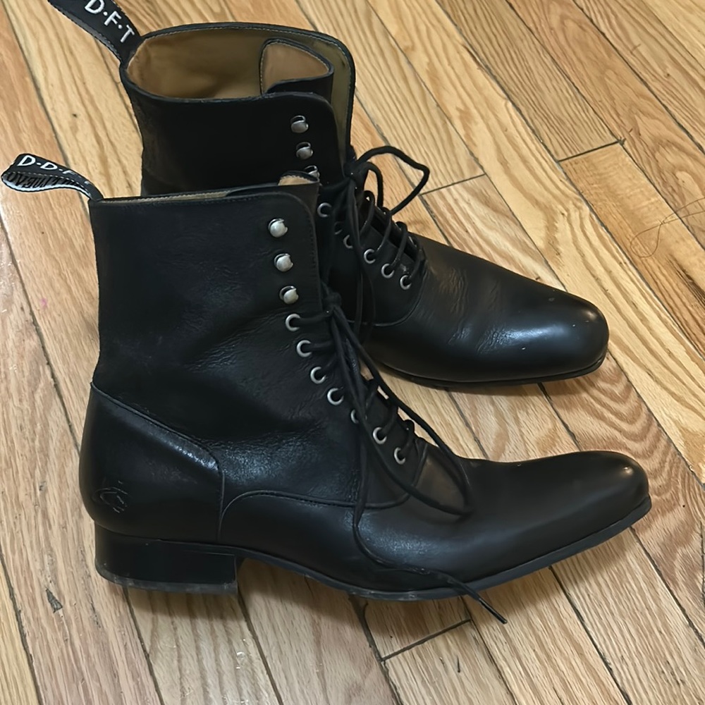 Size 11 women’s or 9 men’s black John Fluevog Castellano boots
